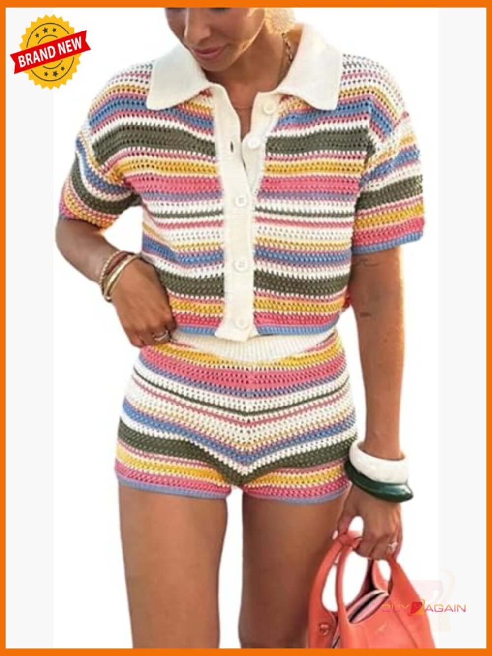Women's 2 Piece Lounge Set Beach Cover Up Button Down Shirt Shorts Summer